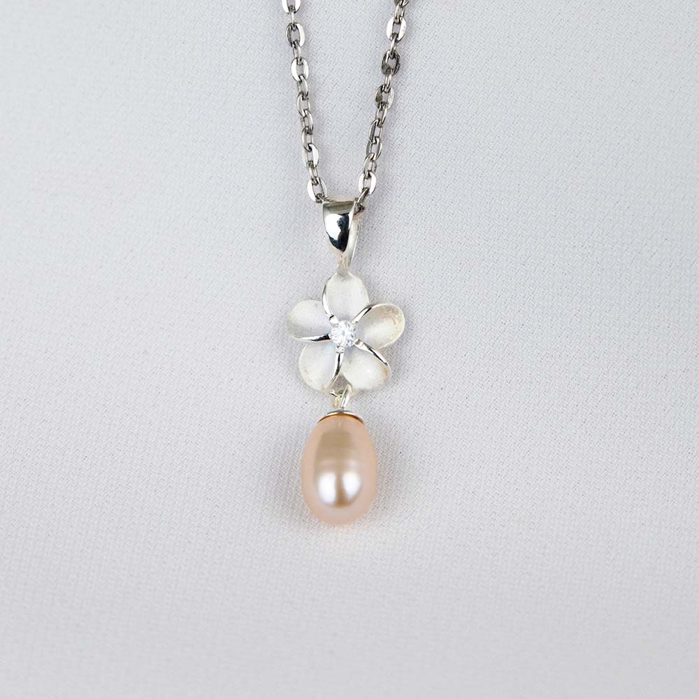 Plumeria Floral Spell Pearl Pendant