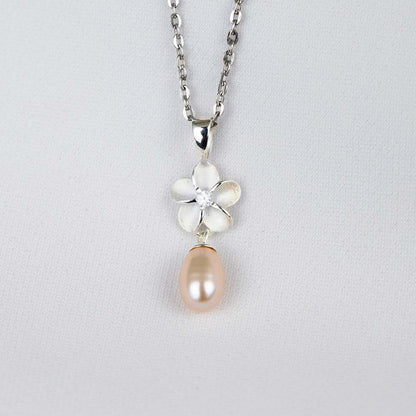 Plumeria Floral Spell Pearl Pendant
