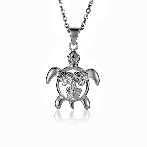 Pendentif tortue de mer en fleurs