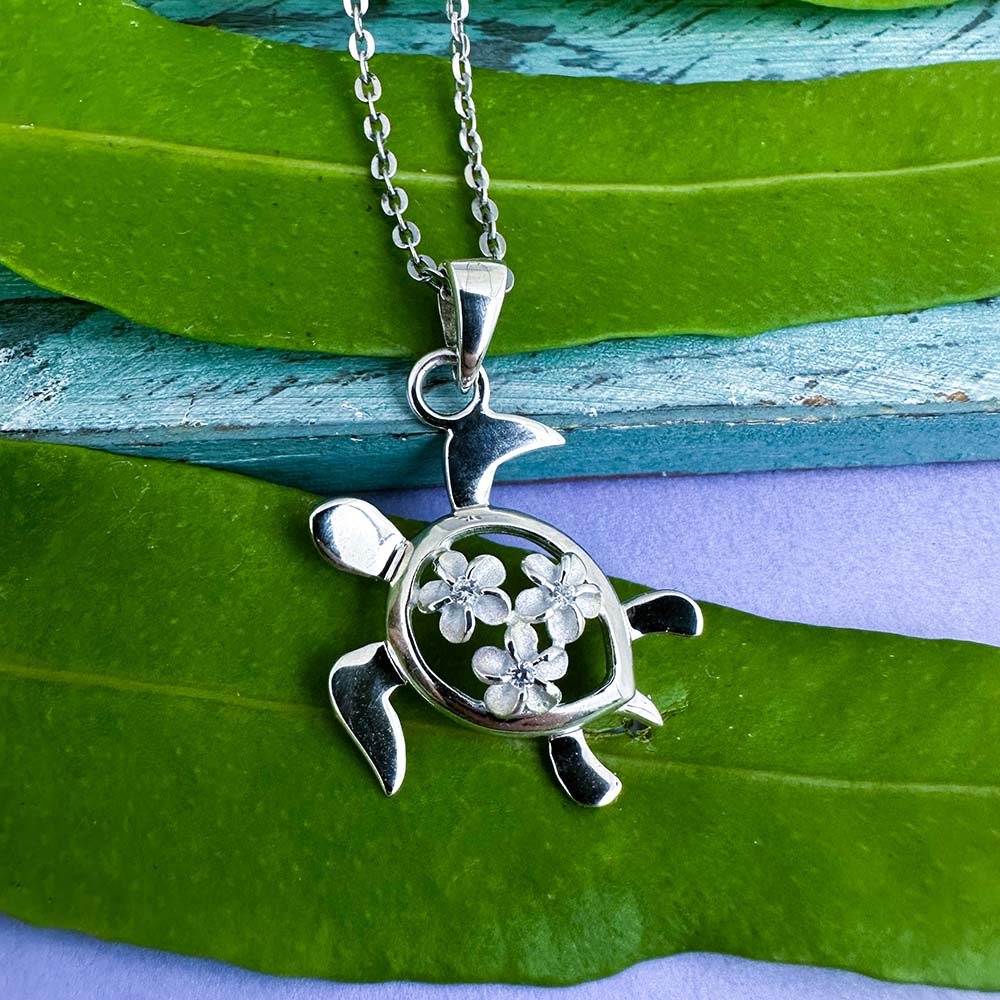 Blooming Garden Sea Turtle Pendant