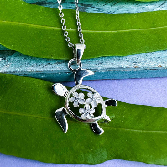 Blooming Garden Sea Turtle Pendant