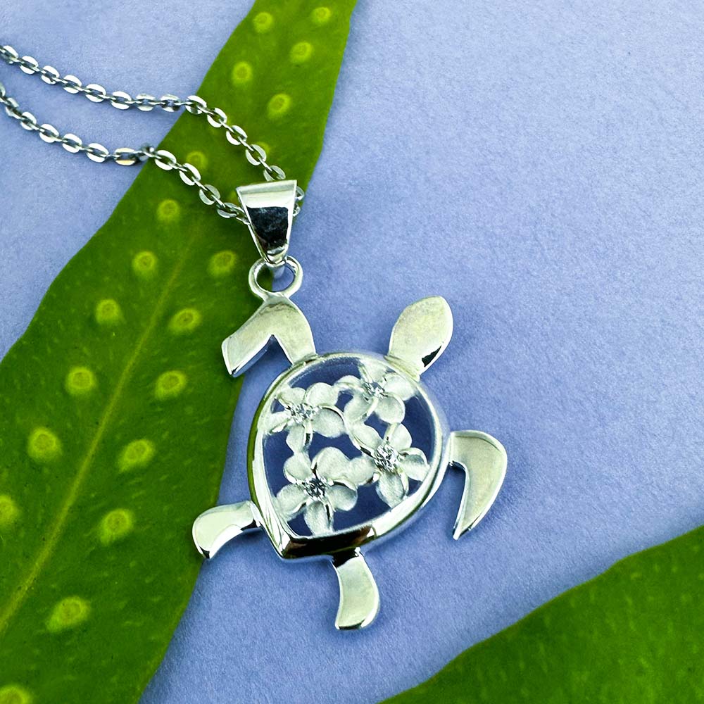 Blooming Garden Sea Turtle Pendant