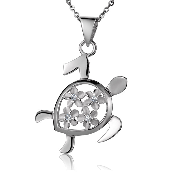 Blooming Garden Sea Turtle Pendant