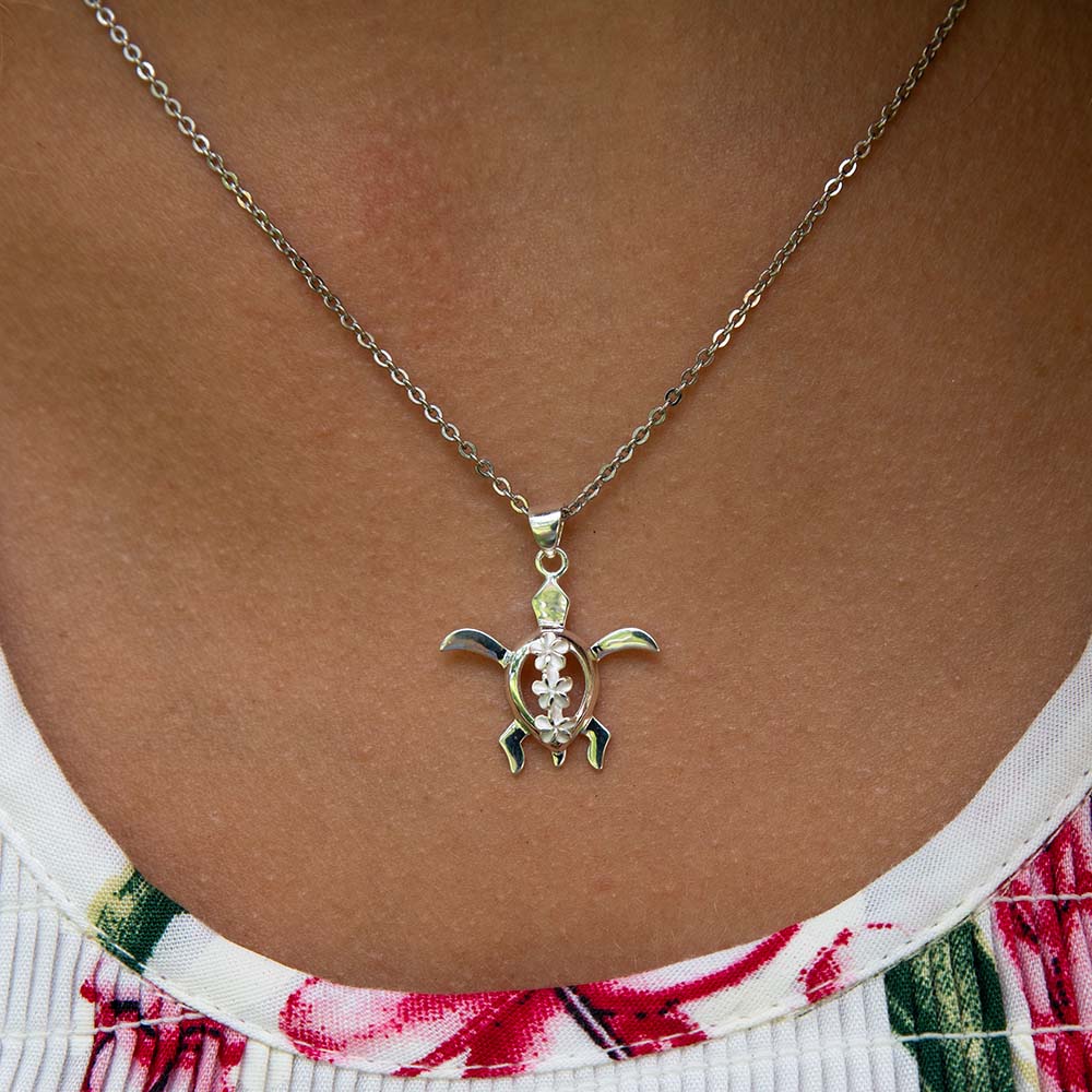 Floral Sea Turtle Pendant