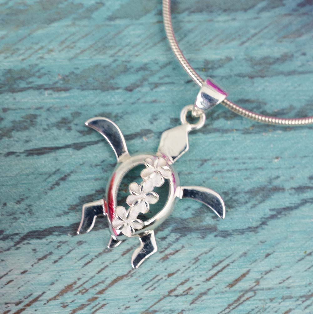 Floral Sea Turtle Pendant