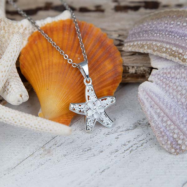 Pendentif étoile de mer en fleurs