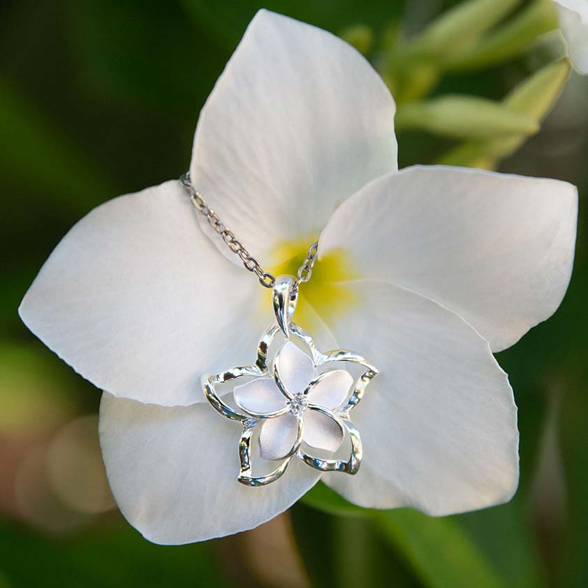 Heavenly Plumeria Cutout Pendant