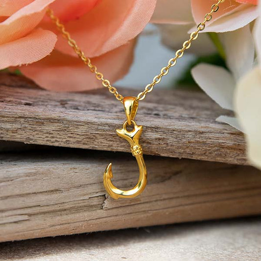 Golden Fishhook Pendant