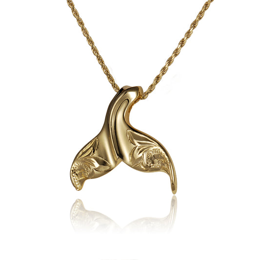 Engraved Whale Tail Pendant