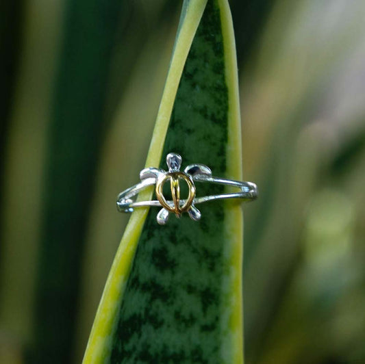 Polynesian Sea turtle Split Band Ring