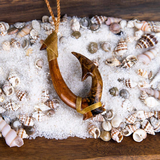 Hawaiian Wood Fishhook Necklace