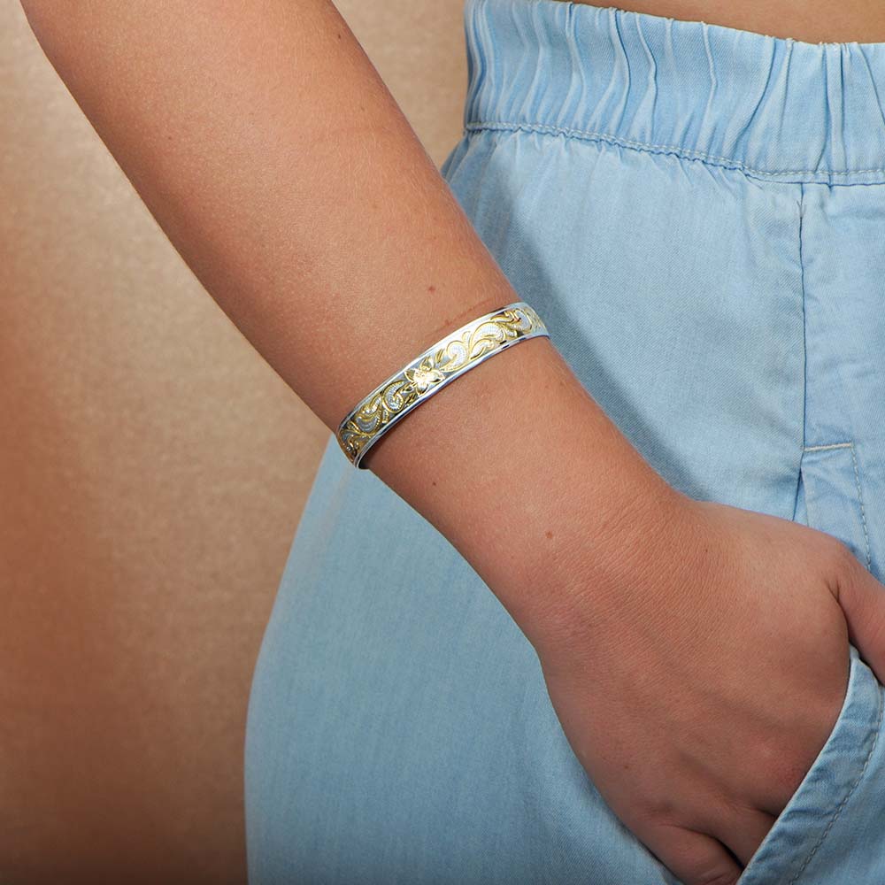 Plumeria Smooth Edges Cuff Bangle