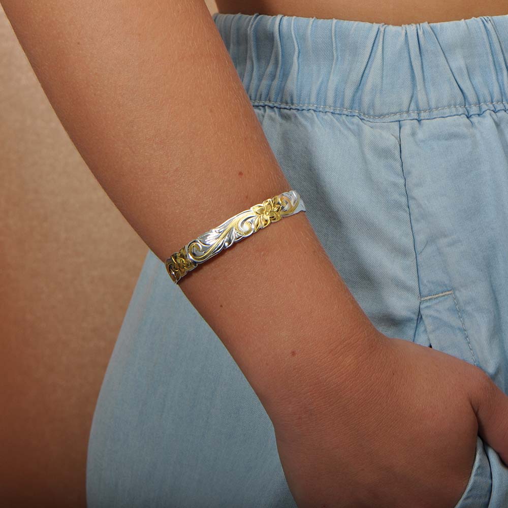 Flowering Plumeria Cuff Bangle