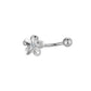 The photo is a sterling silver plumeria belly ring with cubic zirconia.