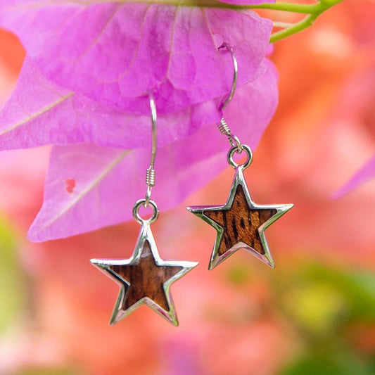 Koa Wood Star Earrings