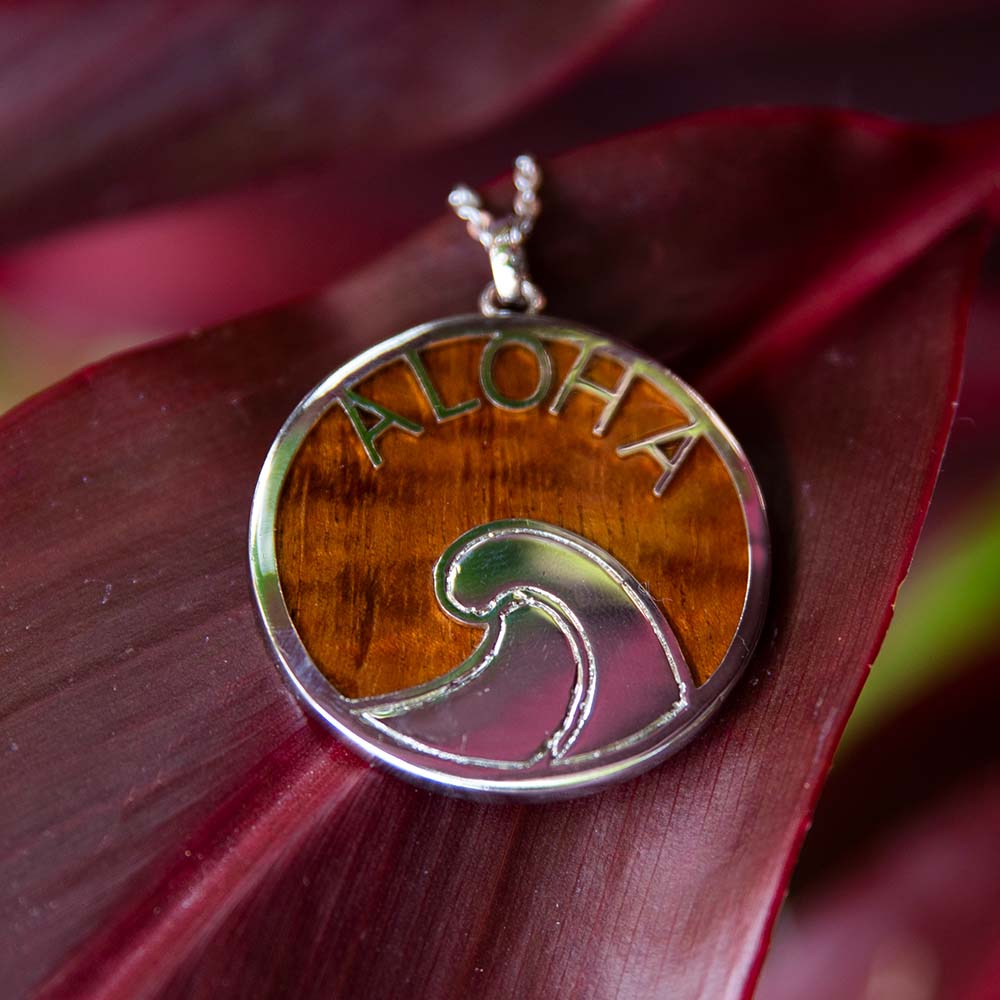 Koa Wood Aloha Wave Medallion