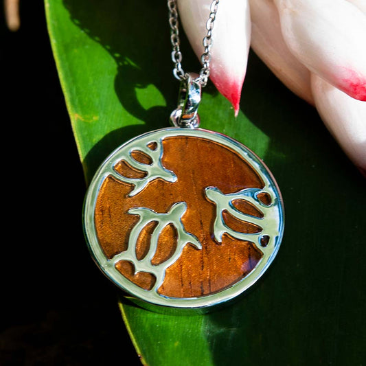 Koa Wood Sea Turtle Ohana Medallion