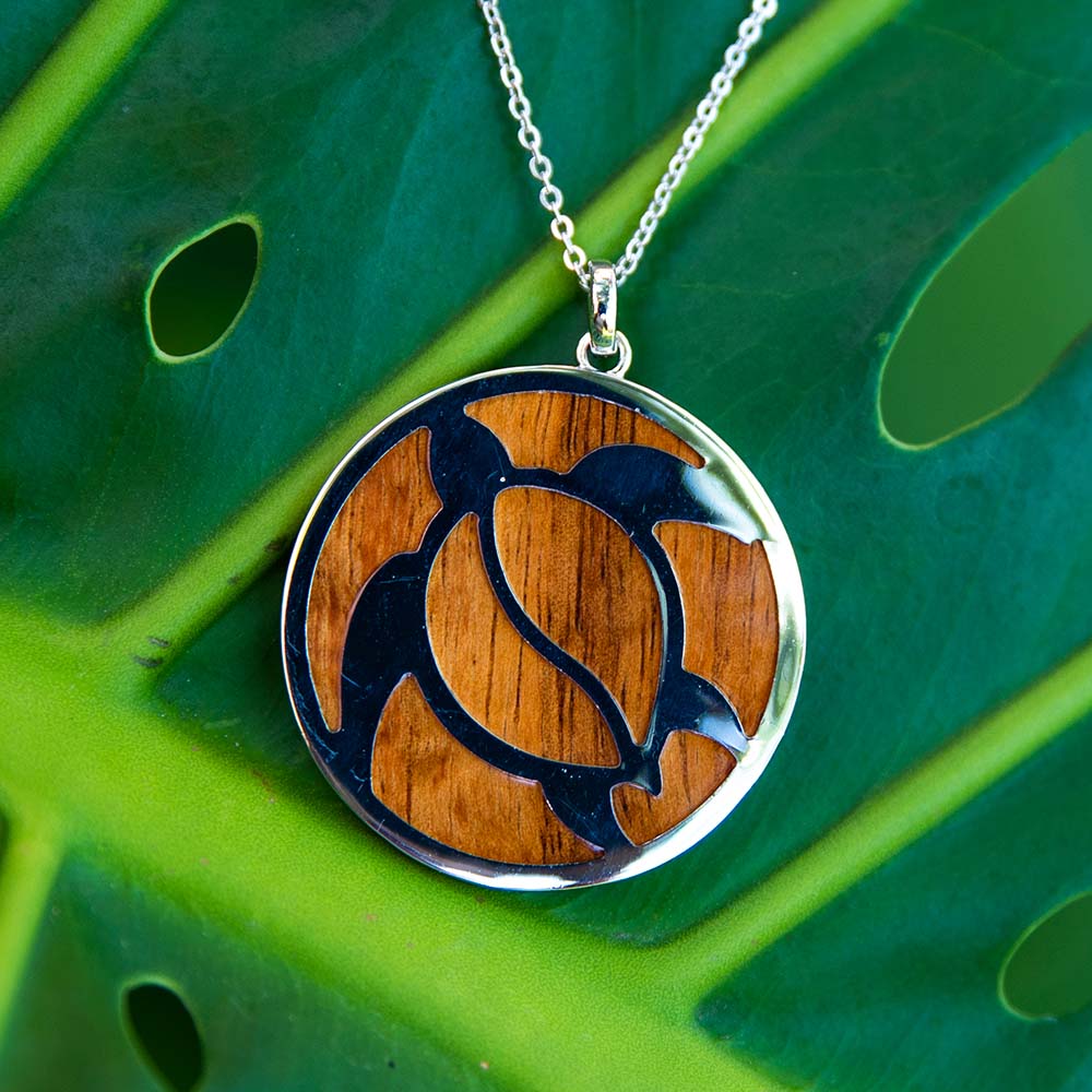 Koa Wood Polynesian Sea Turtle Medallion