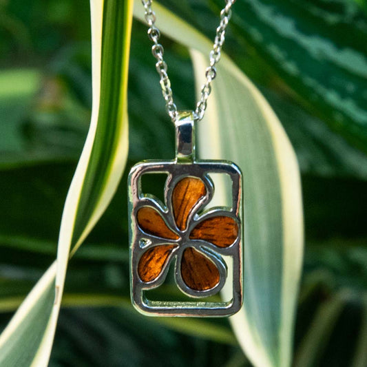 Koa Wood Plumeria Charm Pendant