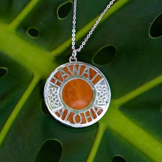 Koa Wood Hawaii Aloha Medallion