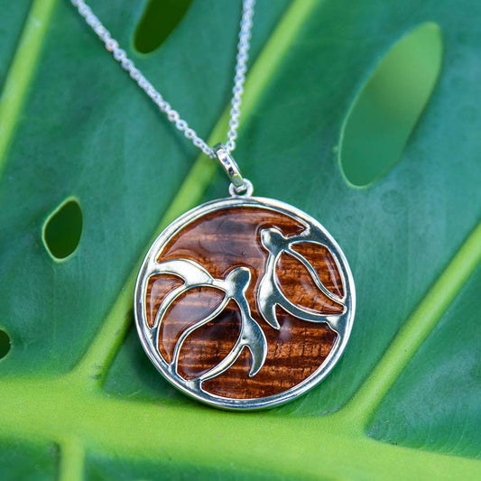 Koa Wood Sea Turtle Lovers Medallion