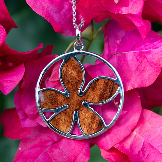 Koa Wood Plumeria Cutout Medallion