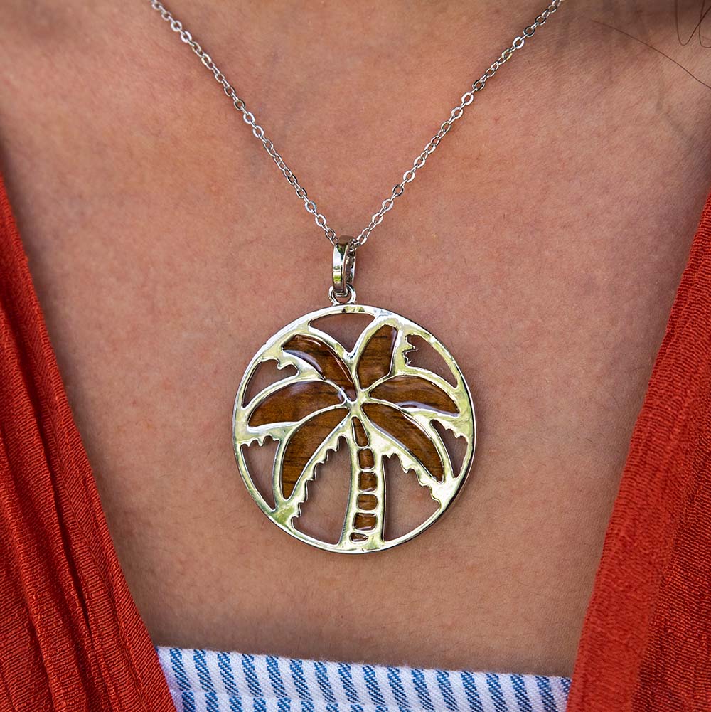 Koa Wood Palm Tree Cutout Medallion