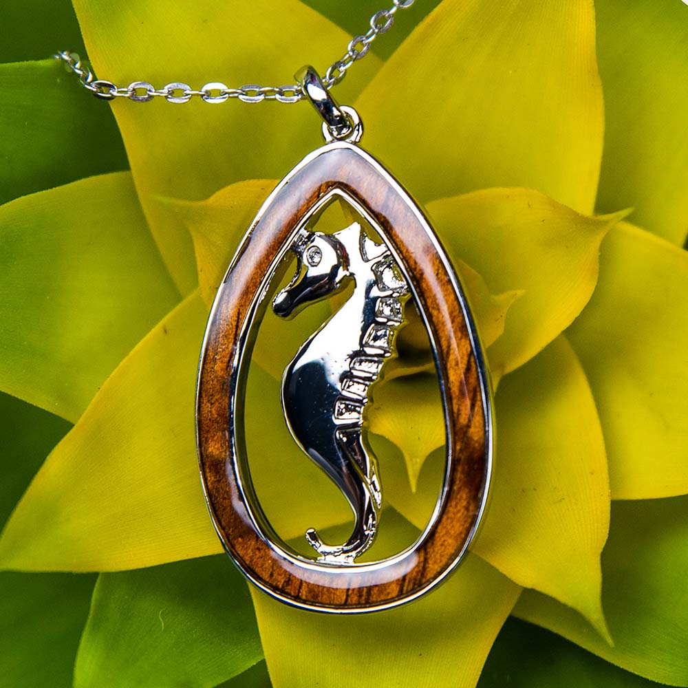 Koa Wood Tropical Teardrop Pendant