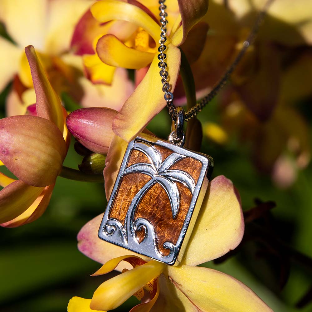 Koa Wood Island Charm Pendant