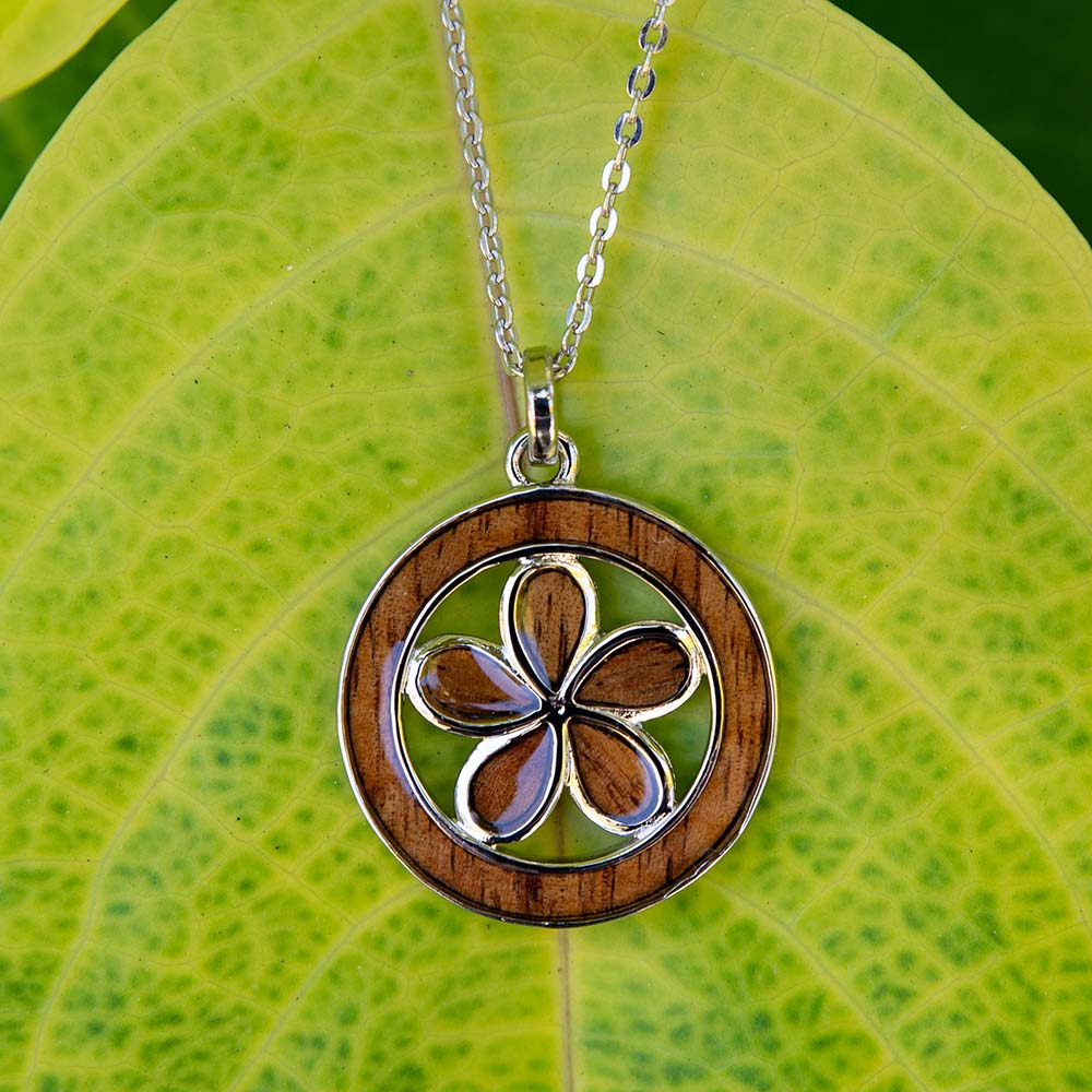 Koa Wood Tropical Circle Pendant