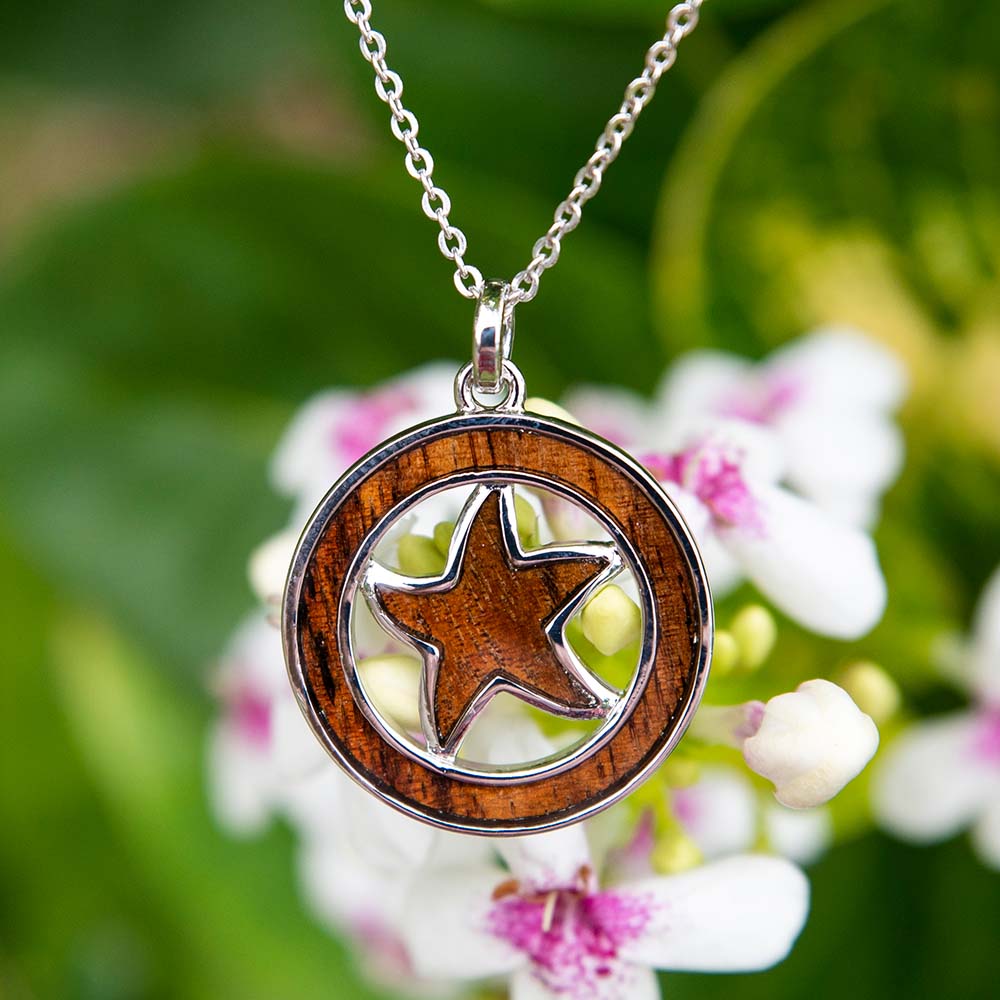 Koa Wood Tropical Circle Pendant