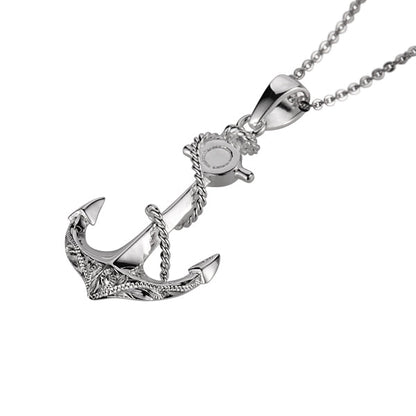 The photo shows a sterling silver rope and anchor pendant. 