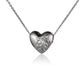 The photo shows a sterling silver oval scroll heart pendant.