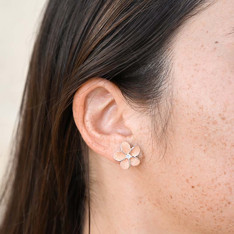 Plumeria Frost Stud Earrings