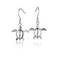 The picture has a small size pair of sterling silver sea turtle hook earrings. 