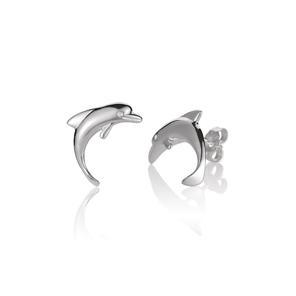 The picture show sterling silver large stud dolphin earrings. 