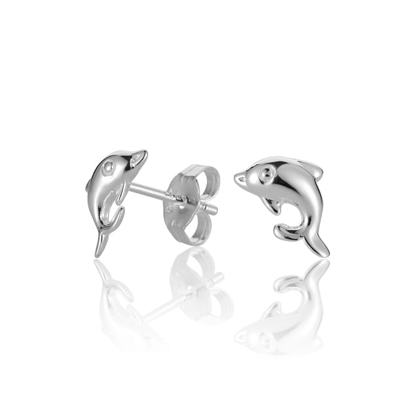 The picture show sterling silver large stud dolphin earrings. 