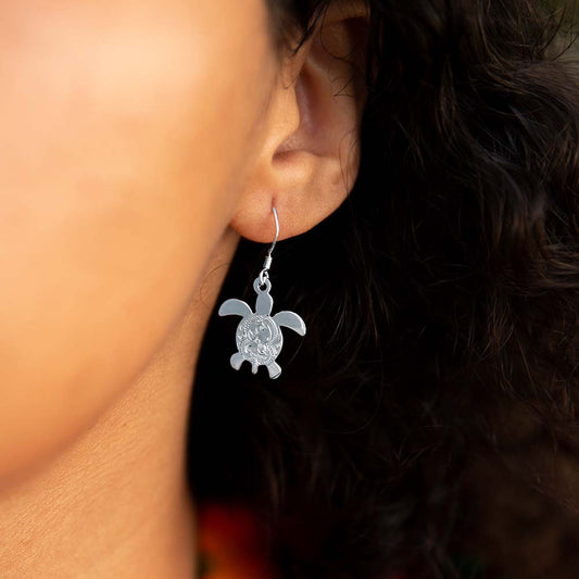 Sea Turtle Scroll Hook Earrings