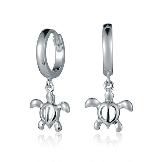 The photo show sterling silver sea turtle hoop earrings.