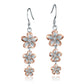 The photo shows a sterling silver rhodium plated rose gold vermeil hook earrings with cubic zirconia. 