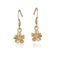 The picture show 8mm yellow gold vermeil plumeria hook earrings with cubic zirconia.