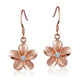 The picture show rose gold vermeil frangipani hook earrings with cubic zirconia.