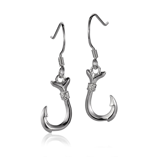 The picture show small sterling silver fishhook hook earrings. 