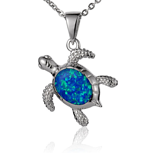 Opal Dainty Sea Turtle Pendant