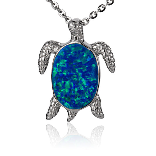 Opal Iridescent Sea Turtle Pendant