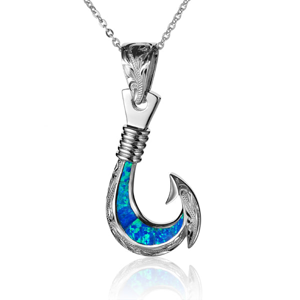 Pendentif hameçon opale