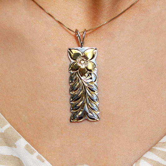 Plumeria Maile Leaf Bar Pendant