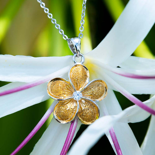 Pendentif Plumeria Givre