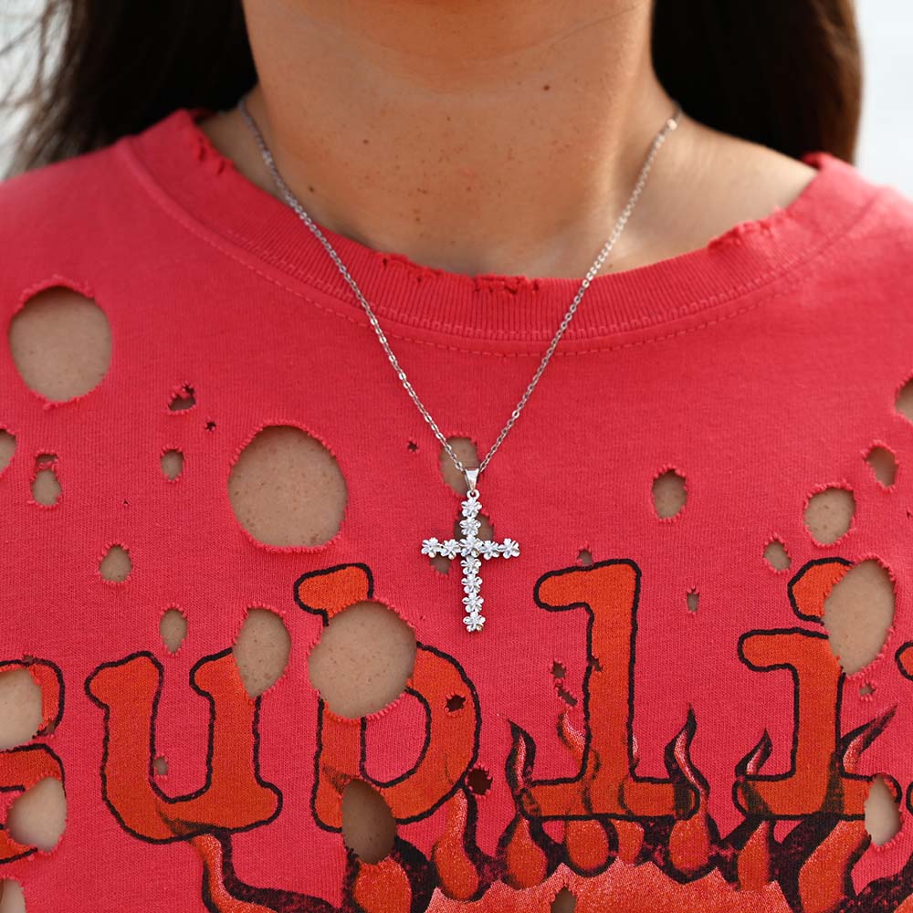 Plumeria Lei Cross Pendant