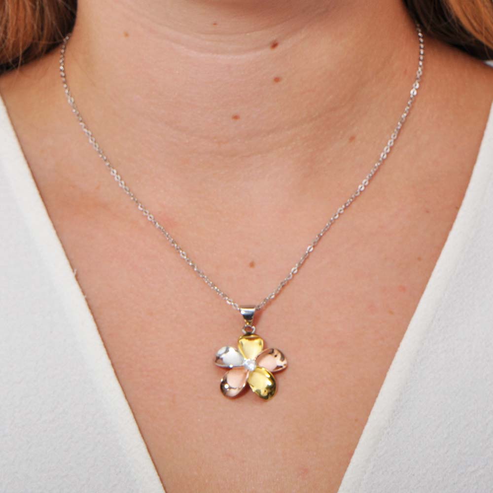 Tricolor Plumeria Pendant